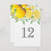 Moderne Boho Watercolor Lemon Wedding Tischnummer (Vorne/Hinten)