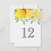 Moderne Boho Watercolor Lemon Wedding Tischnummer (Rückseite)