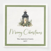 Moderne Boho-Watercolor-Weihnachtslaternen-Serviet Serviette (Vorderseite)
