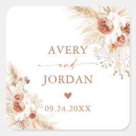 Moderne Boho Wedding Stickers | Pampas Grass