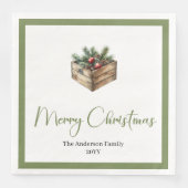 Moderne Boho-Weihnachtsbaum-Botanik-Party-Serviett Serviette (Vorderseite)