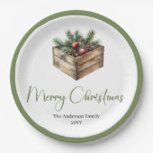 Moderne Boho-Weihnachtsbaum-Botanik-Party-Teller Pappteller (Vorderseite)
