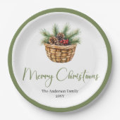 Moderne Boho-Weihnachtsbaum-Botanik-Party-Teller Pappteller (Vorderseite)