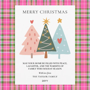 Moderne Boho-Weihnachtsbäume Feiertagspostkarte
