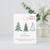 Moderne Boho Weihnachtsbaumen Dekoration Urlaub Postkarte (Stehend Vorderseite)