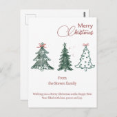 Moderne Boho Weihnachtsbaumen Dekoration Urlaub Postkarte (Vorne/Hinten)