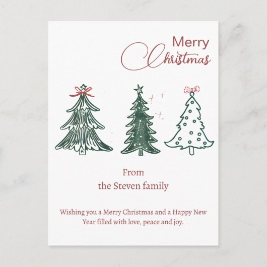 Moderne Boho Weihnachtsbaumen Dekoration Urlaub Postkarte (Vorderseite)