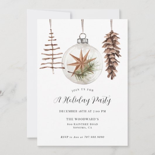 Moderne Boho-Weihnachtsfeier Einladung (Vorderseite)