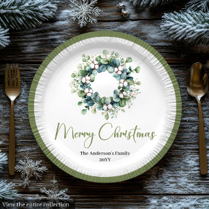 Moderne Boho-Weihnachtskränze im botanischen Stil Pappteller