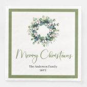 Moderne Boho-Weihnachtskränze in neutralen Tönen Serviette (Vorderseite)