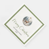 Moderne Boho-Weihnachtsszene Botanisches Dinner Serviette (Ecke)