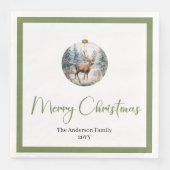 Moderne Boho-Weihnachtsszene Botanisches Dinner Serviette (Vorderseite)