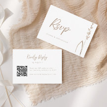 Moderne Boho-Weizen-Gras-QR-Code-Hochzeits-RSVP-Ka