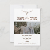 Moderne Boho-Western-Foto-Themen-Hochzeit Save The Date (Vorderseite)