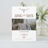 Moderne Boho-Western-Foto-Themen-Hochzeit Save The Date (Stehend Vorderseite)