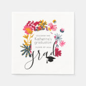 Moderne Boho White Arch Floral Graduation Party Serviette (Vorderseite)