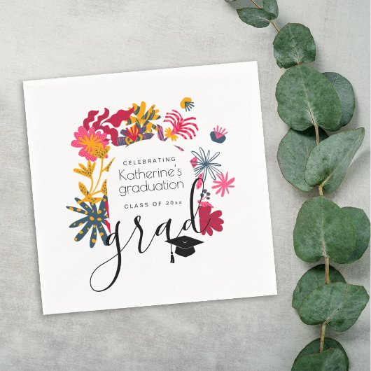 Moderne Boho White Arch Floral Graduation Party Serviette