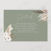 Moderne Boho White Floral Sage Green Wedding Detai Begleitkarte (Vorderseite)
