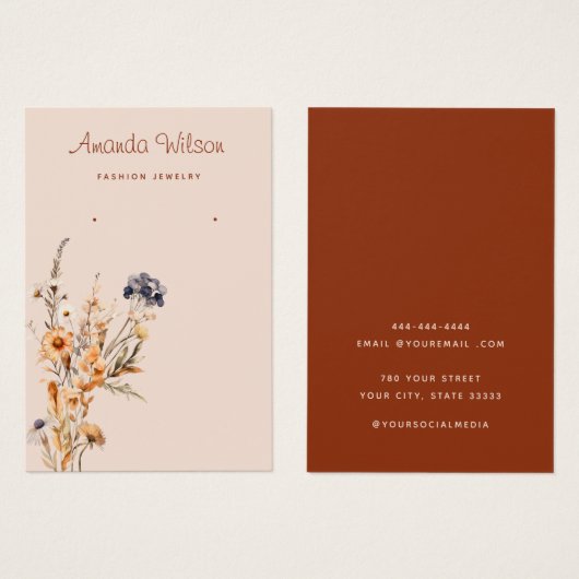 Moderne boho Wildblume Bläserenkarte (Vorne & Hinten)