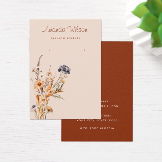 Moderne boho Wildblume Bläserenkarte (Schreibtisch)