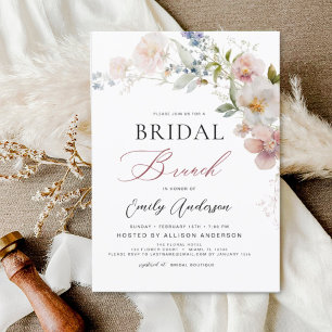 Moderne Boho Wildblume Bridal Brunch Dusche Einladung