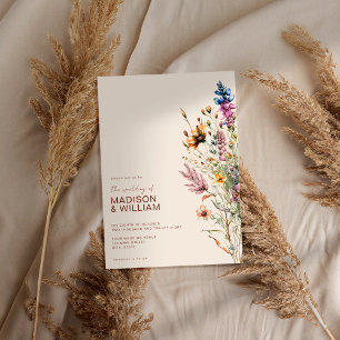 Moderne Boho Wildblume Floral Wedding Einladung