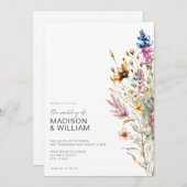 Moderne Boho Wildblume Floral Wedding Einladung (Vorne/Hinten)