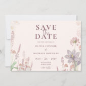 Moderne Boho Wildblume Hochzeit QR Save the Date (Vorderseite)