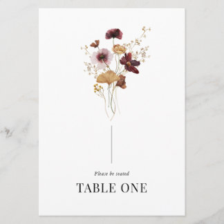 Moderne Boho Wildblume Hochzeitstichtabelle Name N Einladung