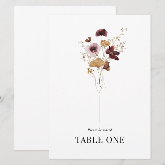 Moderne Boho Wildblume Hochzeitstichtabelle Name N Einladung (Vorne/Hinten)