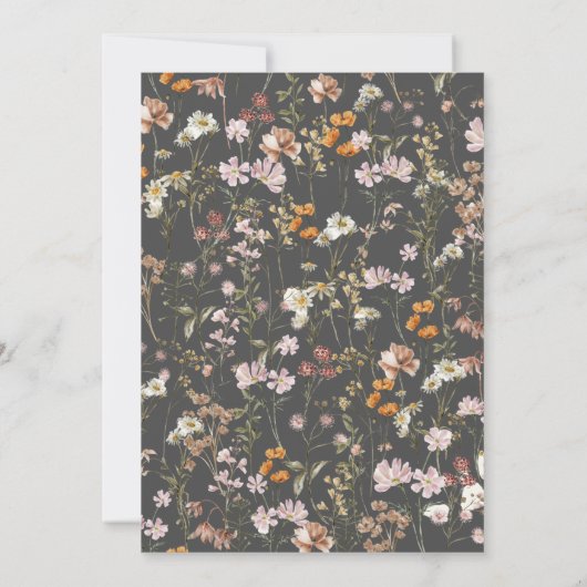 Moderne Boho Wildblume Minimalistisch Hochzeit Einladung (Rückseite)