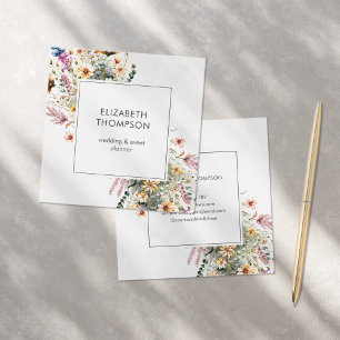 Moderne Boho Wildblume Wasserfarben Quadratische Visitenkarte