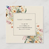 Moderne Boho Wildblume Wasserfarben Quadratische Visitenkarte (Rückseite)