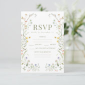 Moderne Boho Wildblume Wreath Wedding RSVP-Karten RSVP Karte (Stehend Vorderseite)