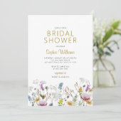 Moderne Boho Wildblumen Bridal Dusche Einladung (Stehend Vorderseite)