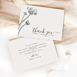 Moderne Boho-Wildblumen-Hochzeit in Periwinkle Dankeskarte