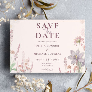 Moderne Boho Wildblumen Hochzeit QR Save The Date