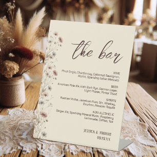 Moderne Boho-Wildblumen Hochzeiten-Bar & Drinks-Me Sockelschild