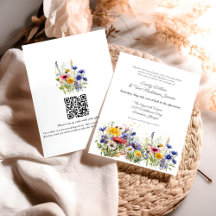 Moderne Boho-Wildblumen-QR-Code-Hochzeit