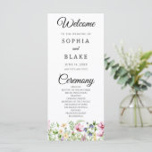 Moderne Boho-Wildblumengarten-Hochzeitsprogramm (Stehend Vorderseite)