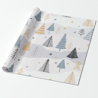 Moderne Boho-Winter-Kiefernbaummuster Geschenkpapier