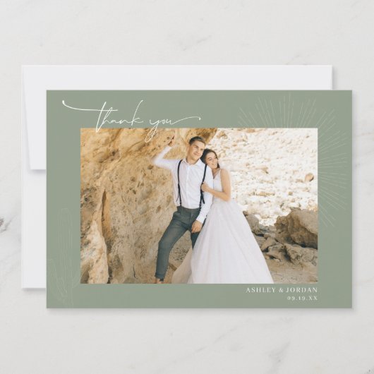 Moderne Boho-Wüste | Einfache SkriptWedding Danke (Vorderseite)