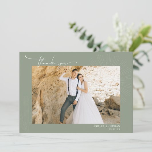 Moderne Boho-Wüste | Einfache SkriptWedding Danke (Stehend Vorderseite)