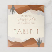 Moderne Boho Wüste Hochzeitssitznummer Platzkarte (Außenseite Aufgefaltet)