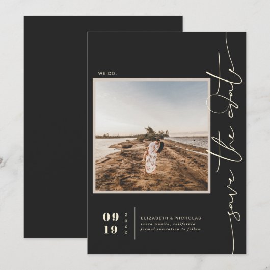 Moderne Boho-Wüste | Square Foto Save the Date (Vorne/Hinten)