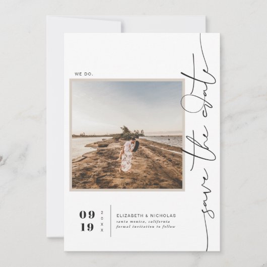 Moderne Boho-Wüste | Square Foto Save the Date (Vorderseite)