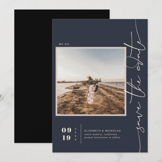 Moderne Boho-Wüste | Square Foto Save the Date (Vorne/Hinten)