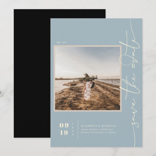 Moderne Boho-Wüste | Square Foto Save the Date (Vorne/Hinten)