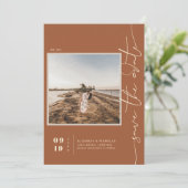 Moderne Boho-Wüste | Square Foto Save the Date (Stehend Vorderseite)