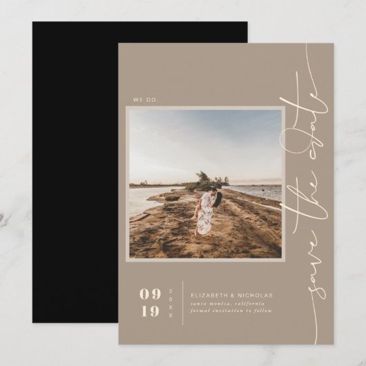 Moderne Boho-Wüste | Square Foto Save the Date (Vorne/Hinten)